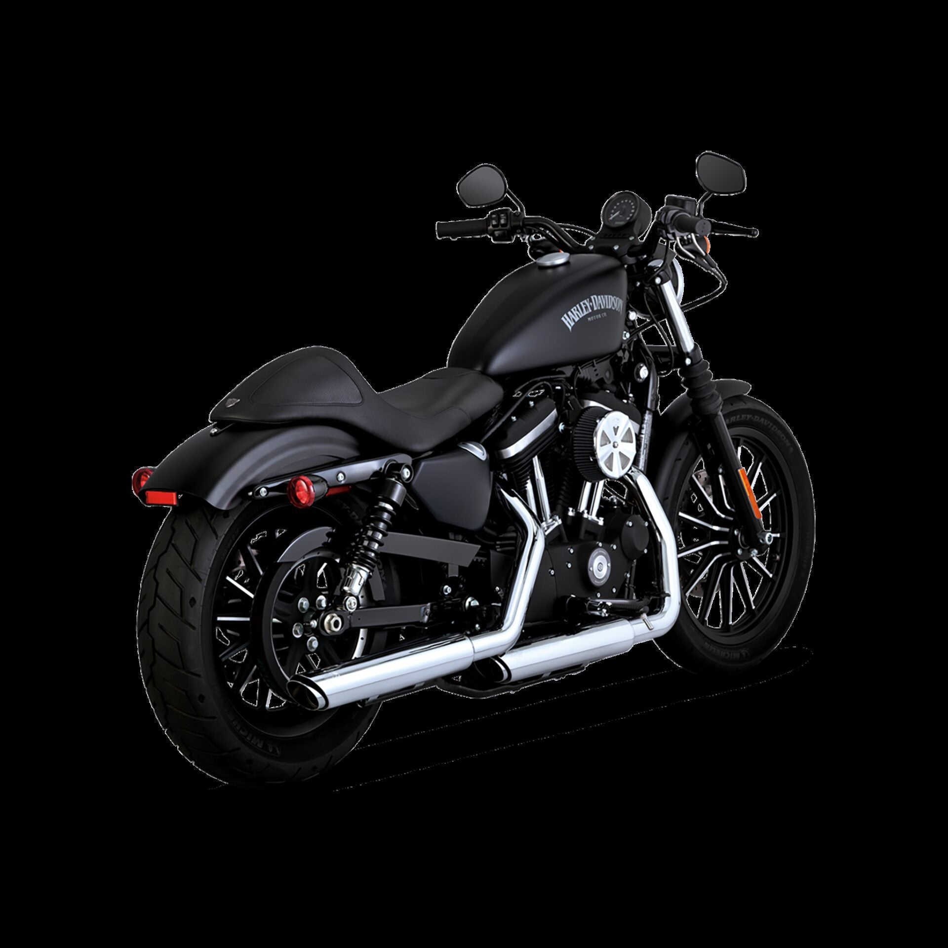 Vance & Hines PCX 3" Round Twin Slash Slip-On Mufflers For Harley Sportster 2014-2022 - Black