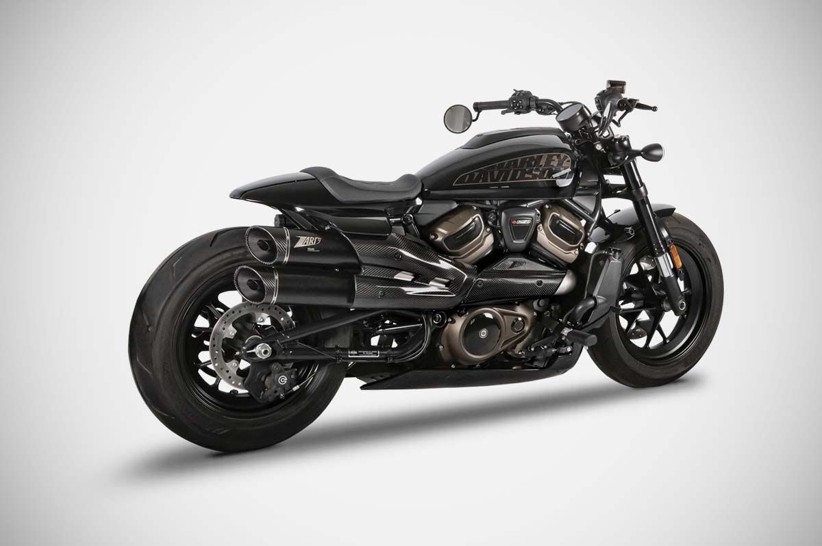 Zard Exhaust - "GT" Slip-On (Racing) - Sportster S (2021-2024) - Black - Carbon Fiber - Motofever