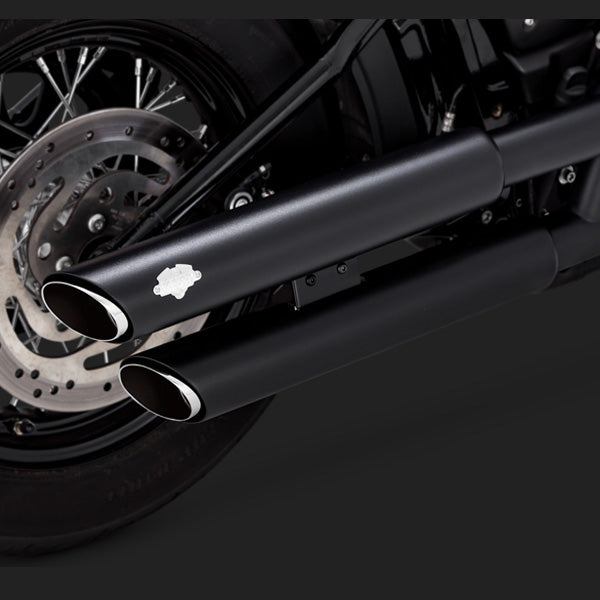 Vance & Hines PCX 3" Round Twin Slash Slip-On Mufflers For Harley Softail 2018-2025 - Black
