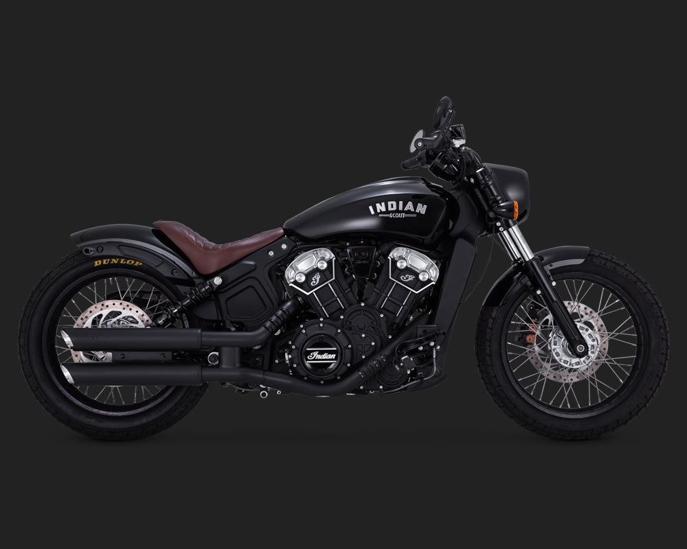 Vance & Hines PCX 3" Round Twin Slash Slip-On Mufflers For Indian Scout 2015-2024 - Black