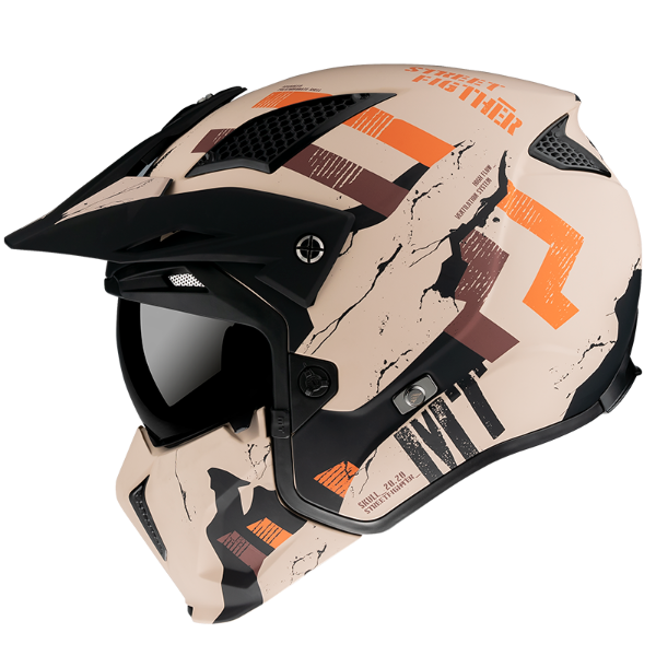 MT Streetfighter SV Skull 2020 A14 Matte Helmet Sand Orange