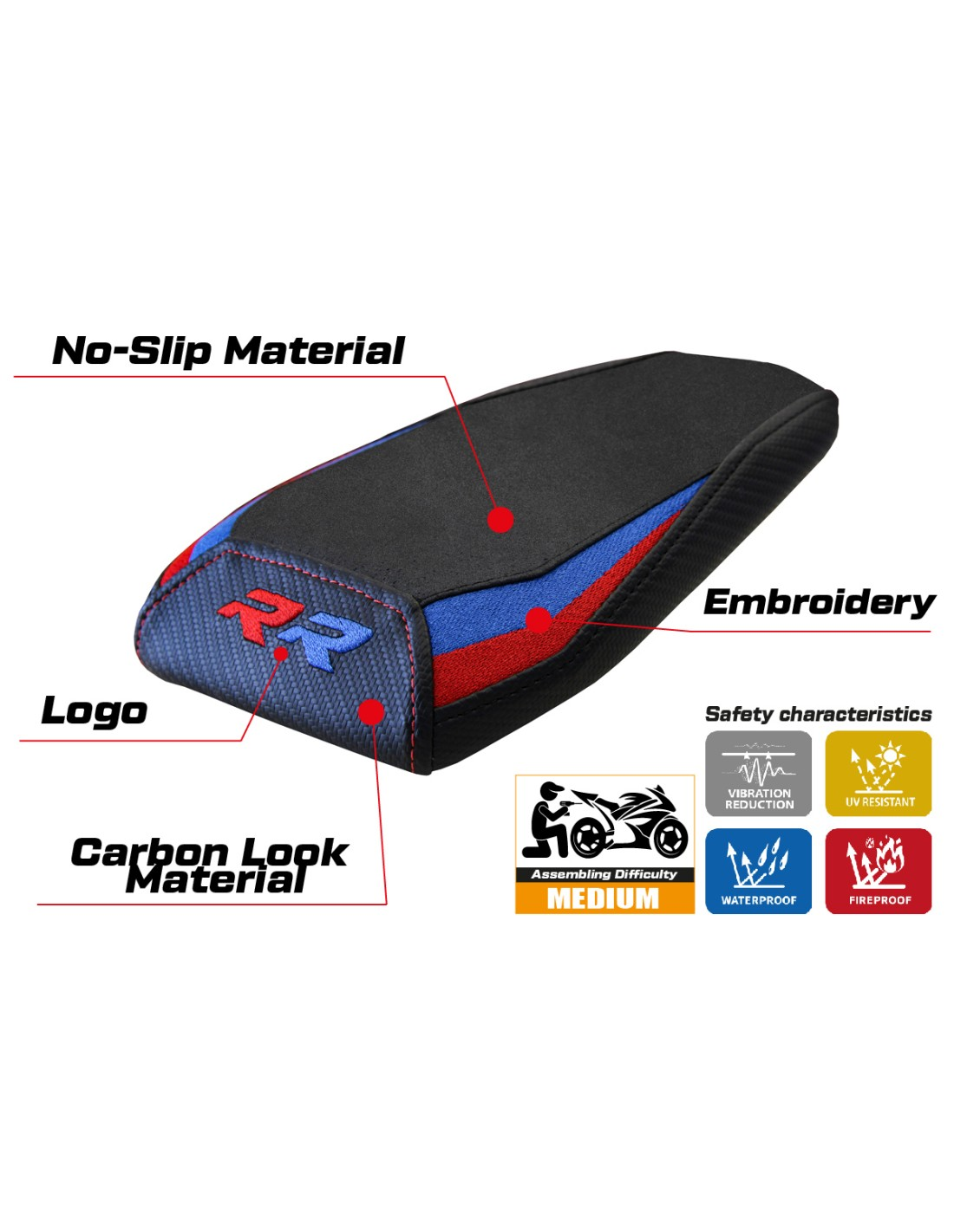 TPZ Italia - Seat Covers - BMW M1000 RR (2023-2025) - Pillion - Riesa Velvet