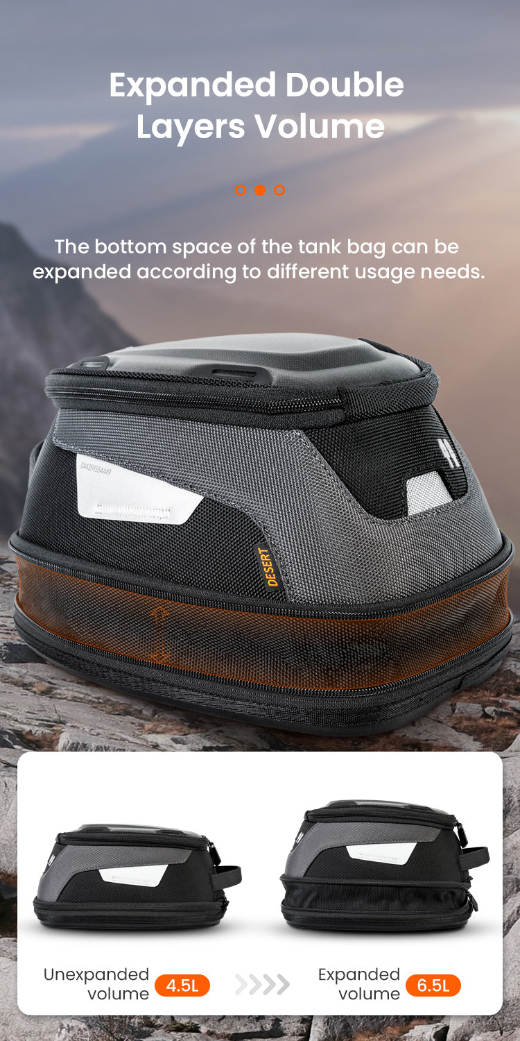 Loboo Expandable Tank Bag - 4.5L ~ 6.5L (BTB10SBK) - Motofever