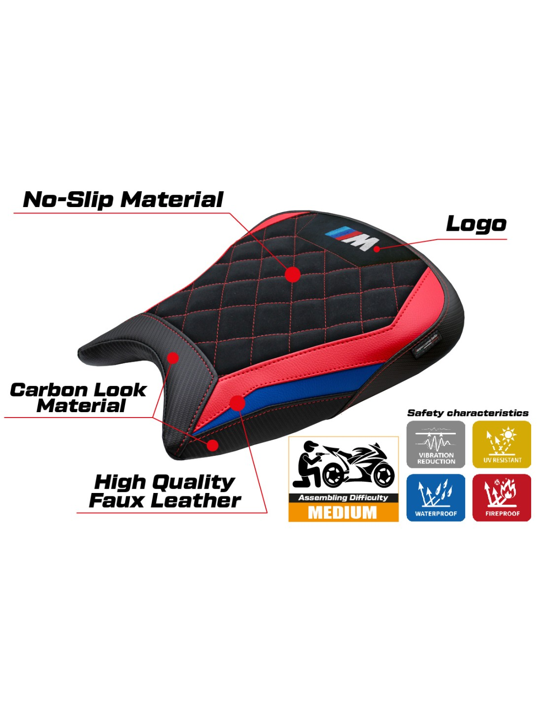 TPZ Italia - Seat Covers - BMW M1000 RR (2023-2025) - Rider - Melk Velvet