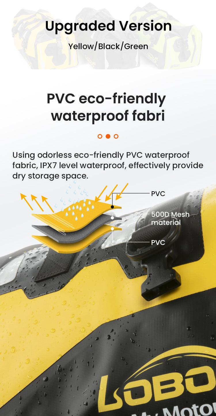 Loboo Waterproof PVC Tail Bag- Upgraded - 66L - Green (BWB66P02GR) - Motofever