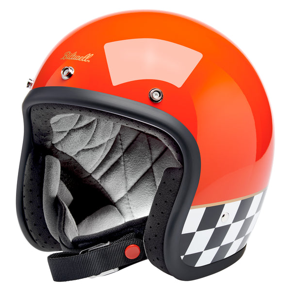 Biltwell Helmet - Bonanza - Competition Orange Checkers
