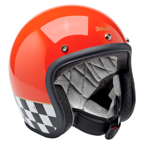 Biltwell Helmet - Bonanza - Competition Orange Checkers