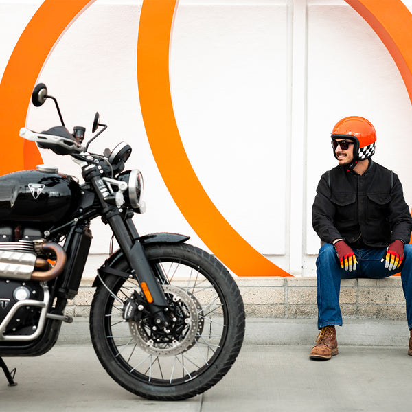 Biltwell Helmet - Bonanza - Competition Orange Checkers