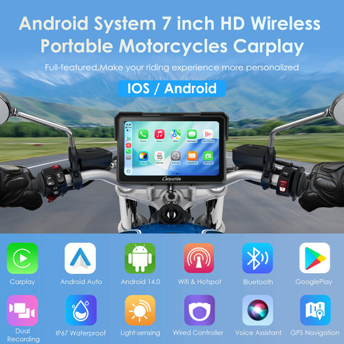 Carpuride - 7 inch Waterproof Carplay with HD Dual Camera - W702 Plus - Motofever