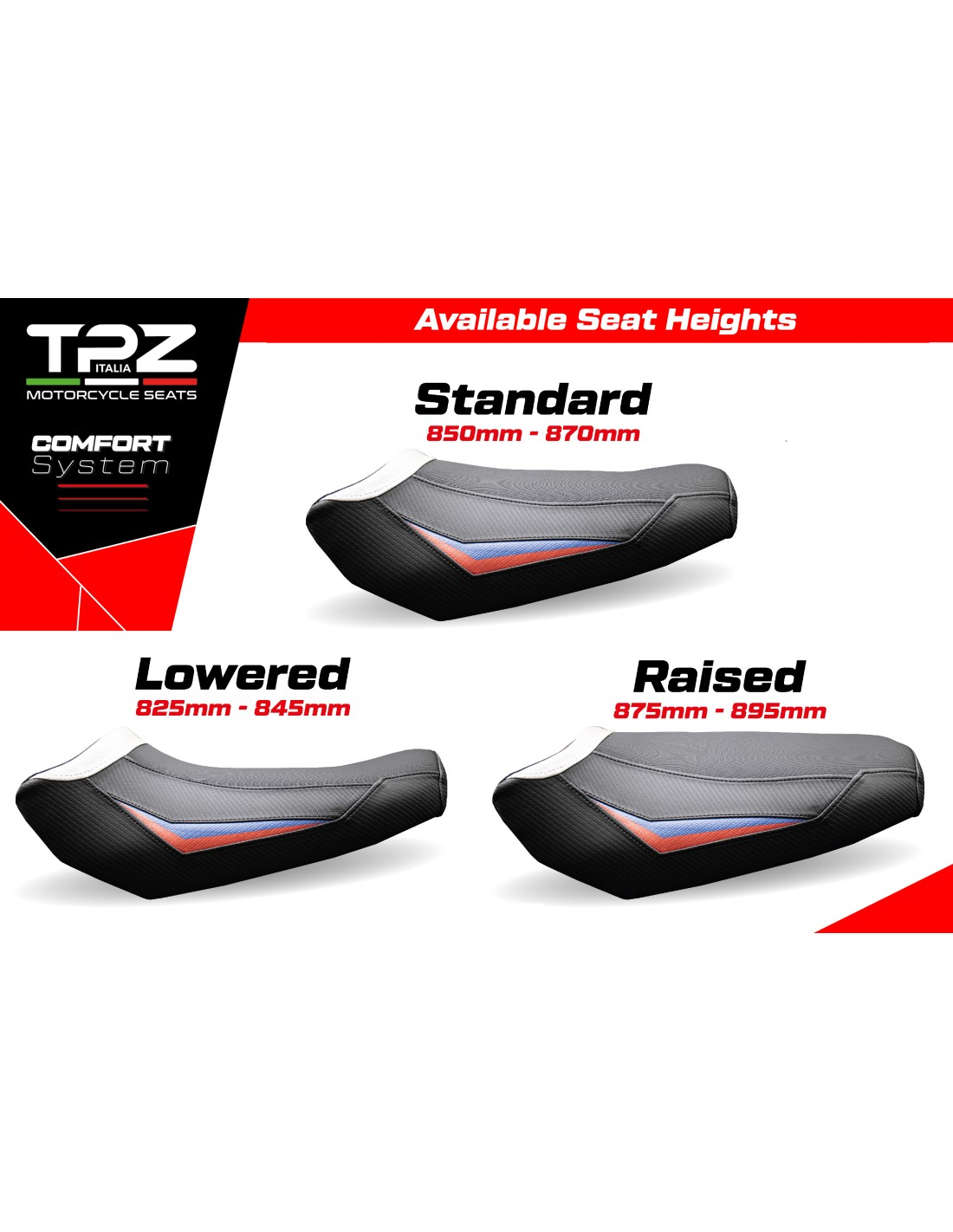 TPZ Italia - Complete Seats - BMW R 1300 GS (2023-2025) - Dorfen Comfort System - Standard