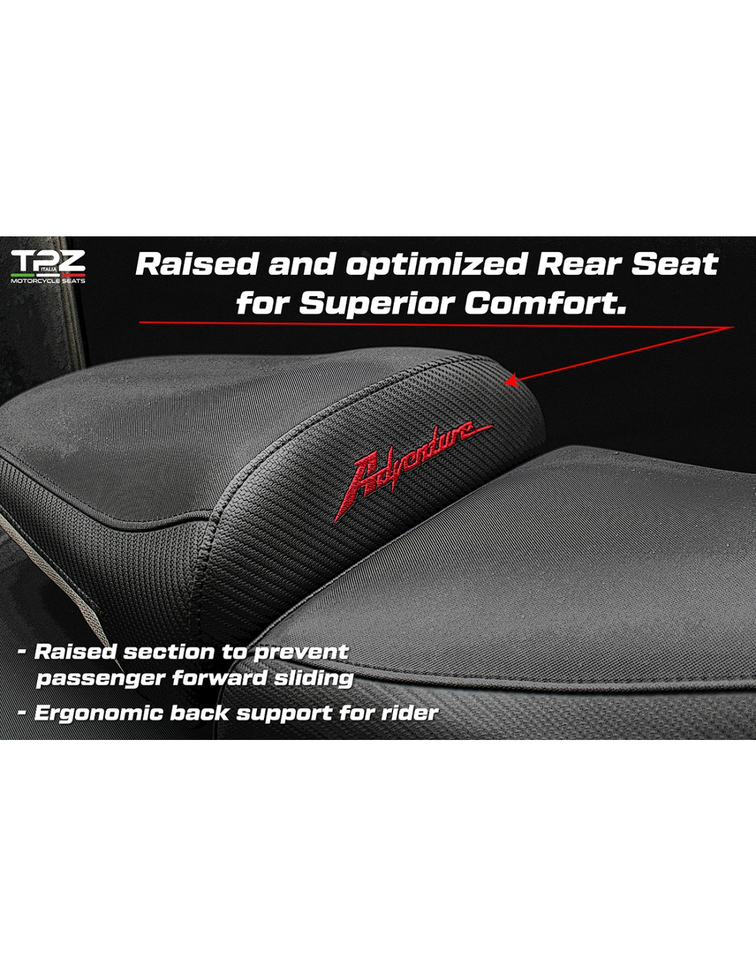 TPZ Italia - Complete Seats - Honda Africa Twin & ADV SPORT 1100 (2020-2025) - Asmara Comfort System - Lowered