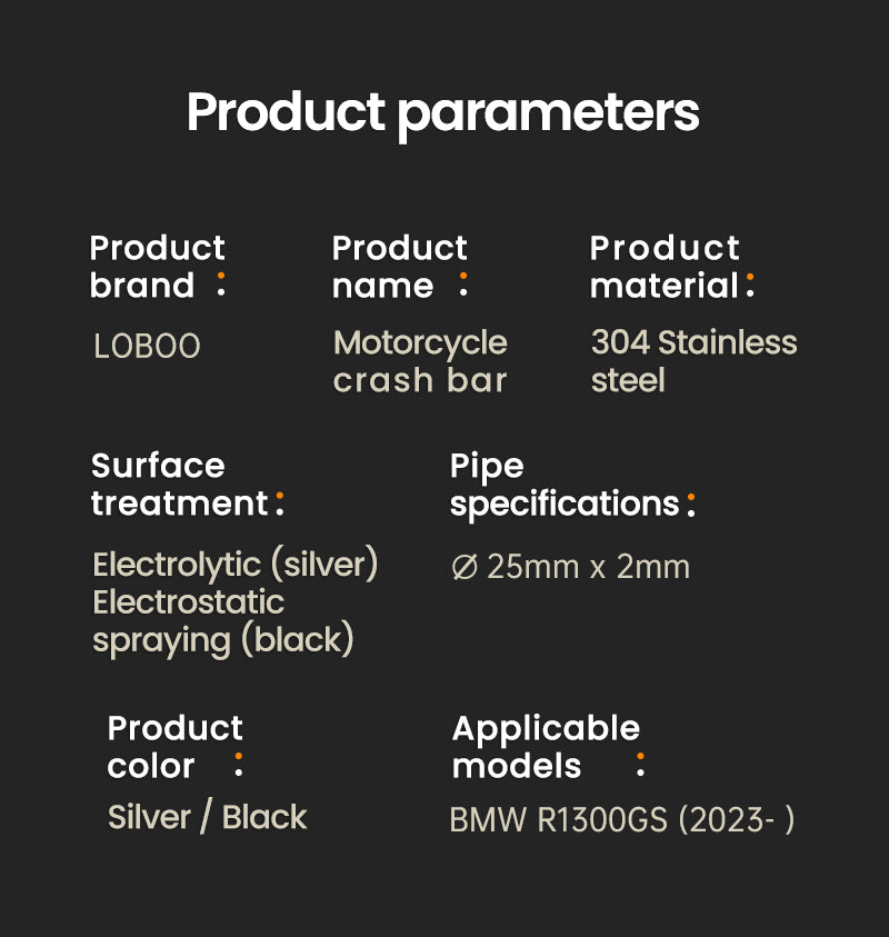 Loboo BMW R1300 GS Crash Bar - Upper & Lower - Black
