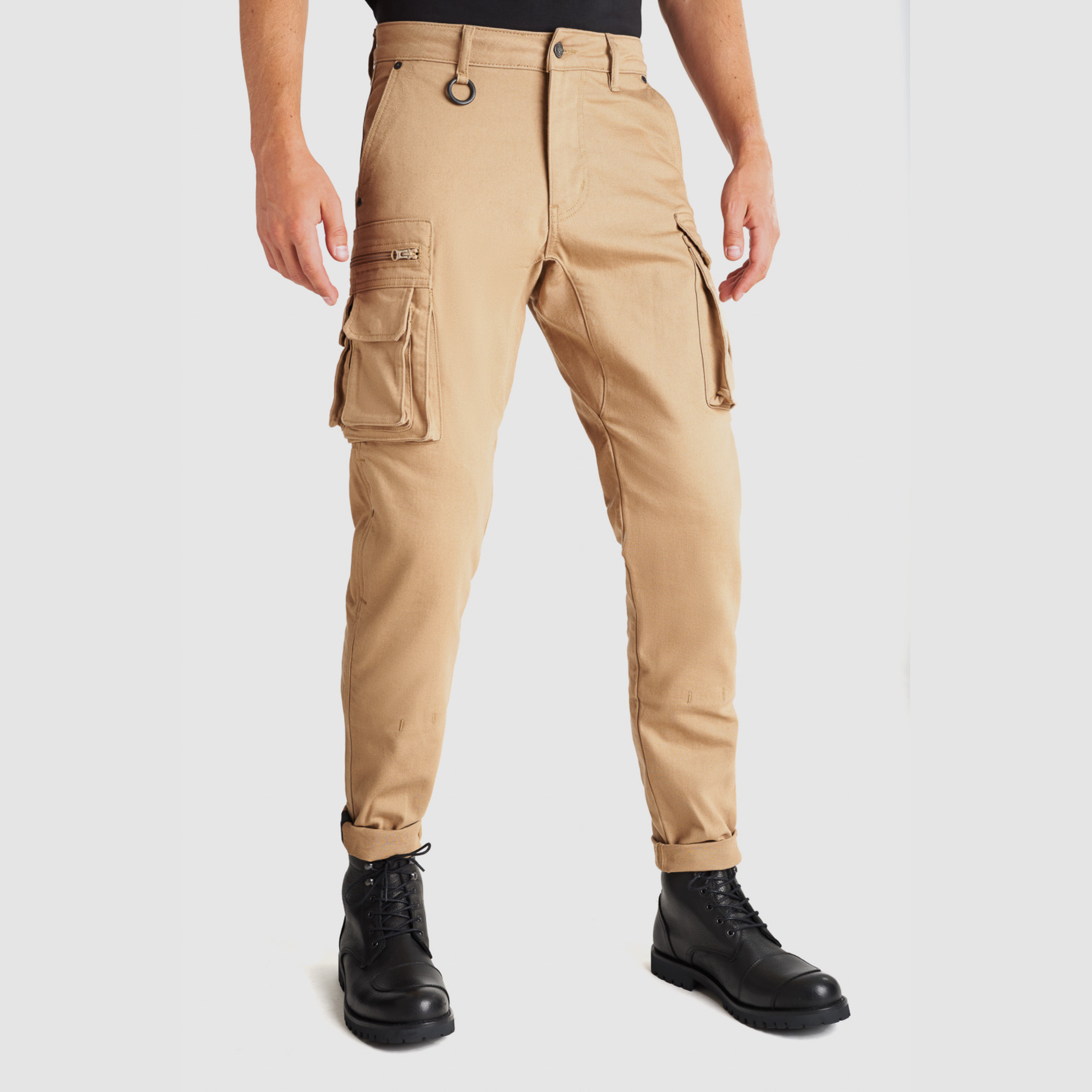 Pando Moto Desert Cargo Jeans, Length 30 - Beige