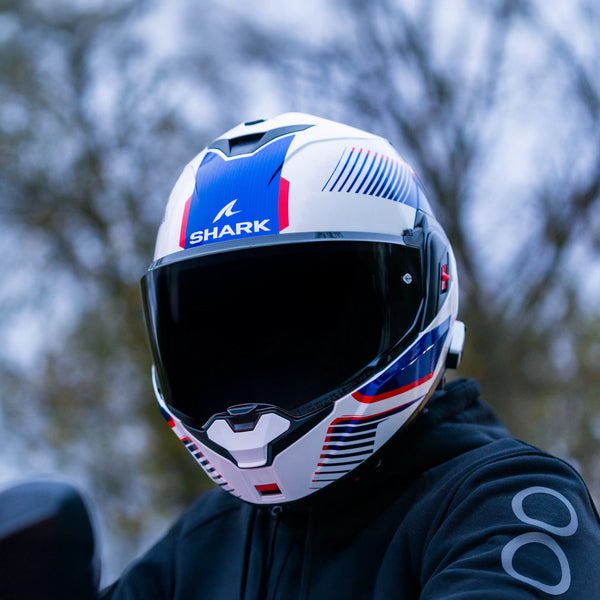 Shark OXO SIKTER Modular Gloss Helmet (WUB) - White Chrome Blue