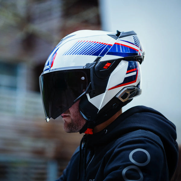 Shark OXO SIKTER Modular Gloss Helmet (WUB) - White Chrome Blue