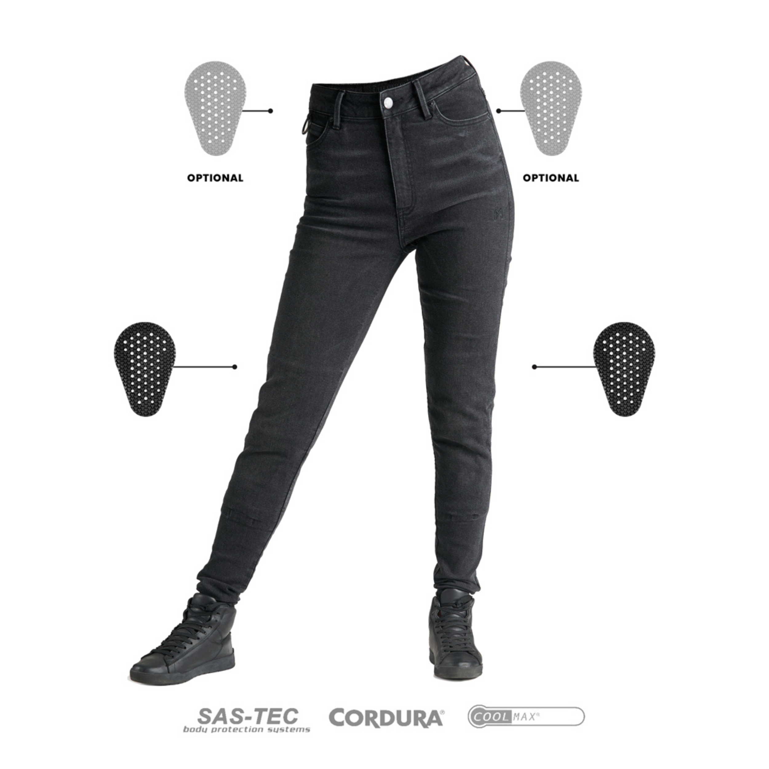 Pando Moto Jeans - Kusari Cor 01 (Women's), L30 - Black