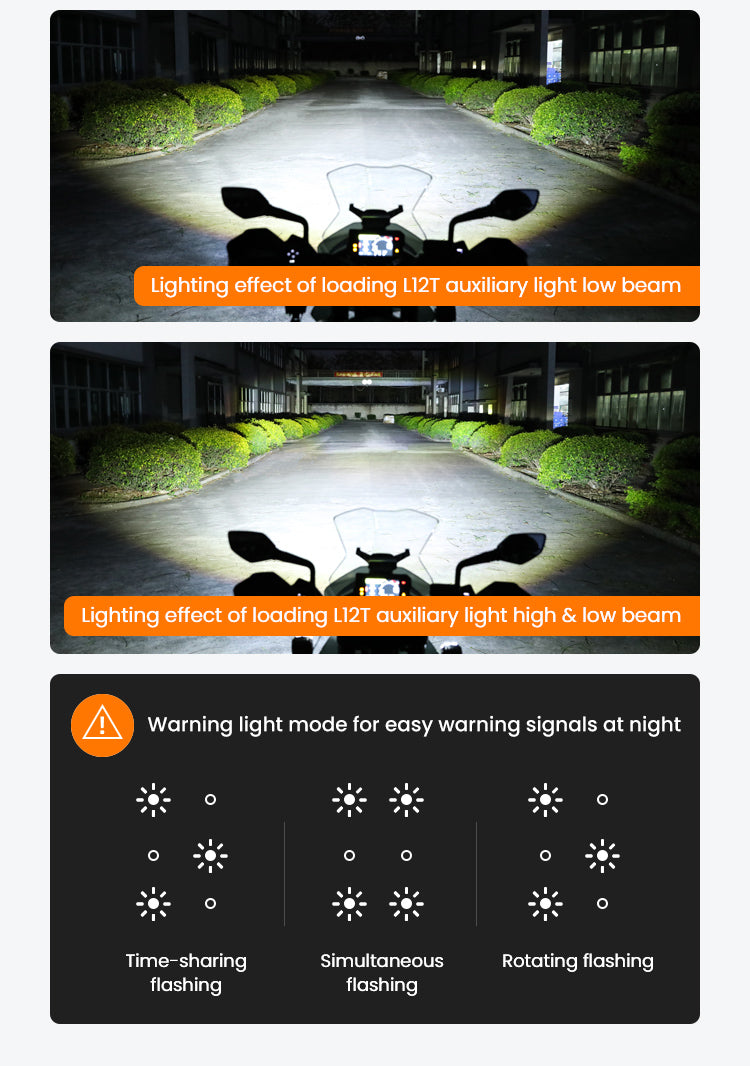 Loboo L12T Motorcycle Auxiliary Lights - Ø 73mm - Black