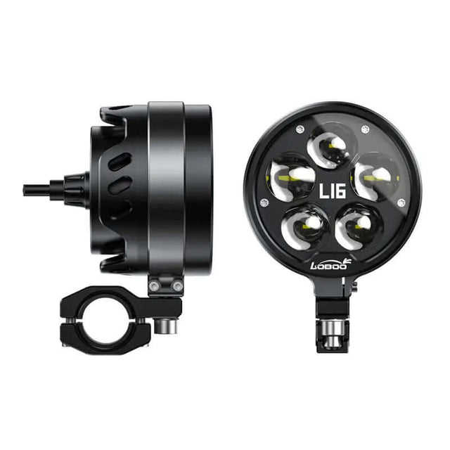 Loboo L16 Motorcycle Auxiliary Lights - Ø 98mm - Black