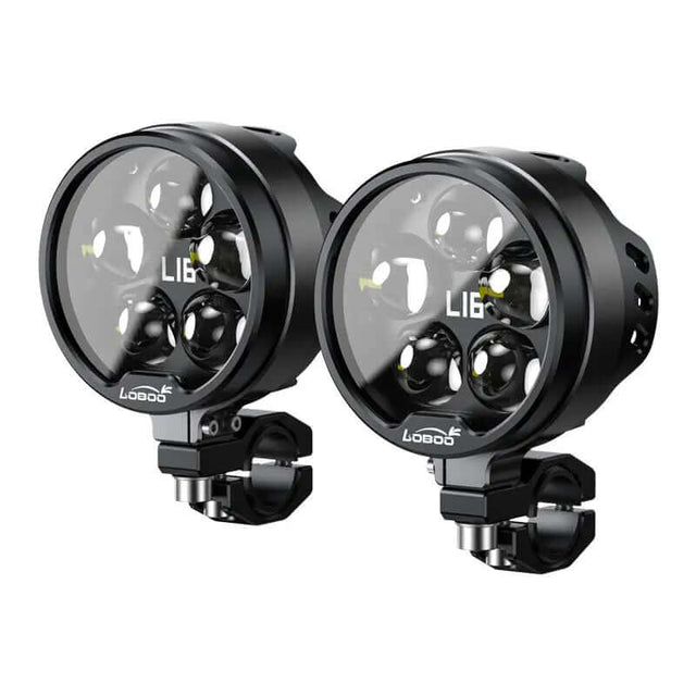 Loboo L16 Motorcycle Auxiliary Lights - Ø 98mm - Black