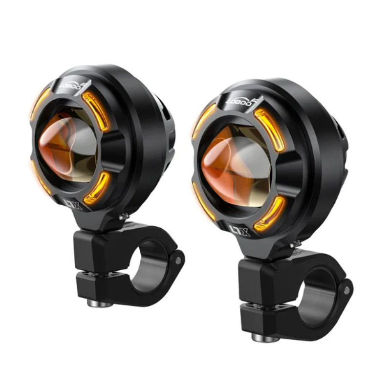 Loboo L7X Motorcycle Auxiliary Lights with DRL - Ø 67mm - Black