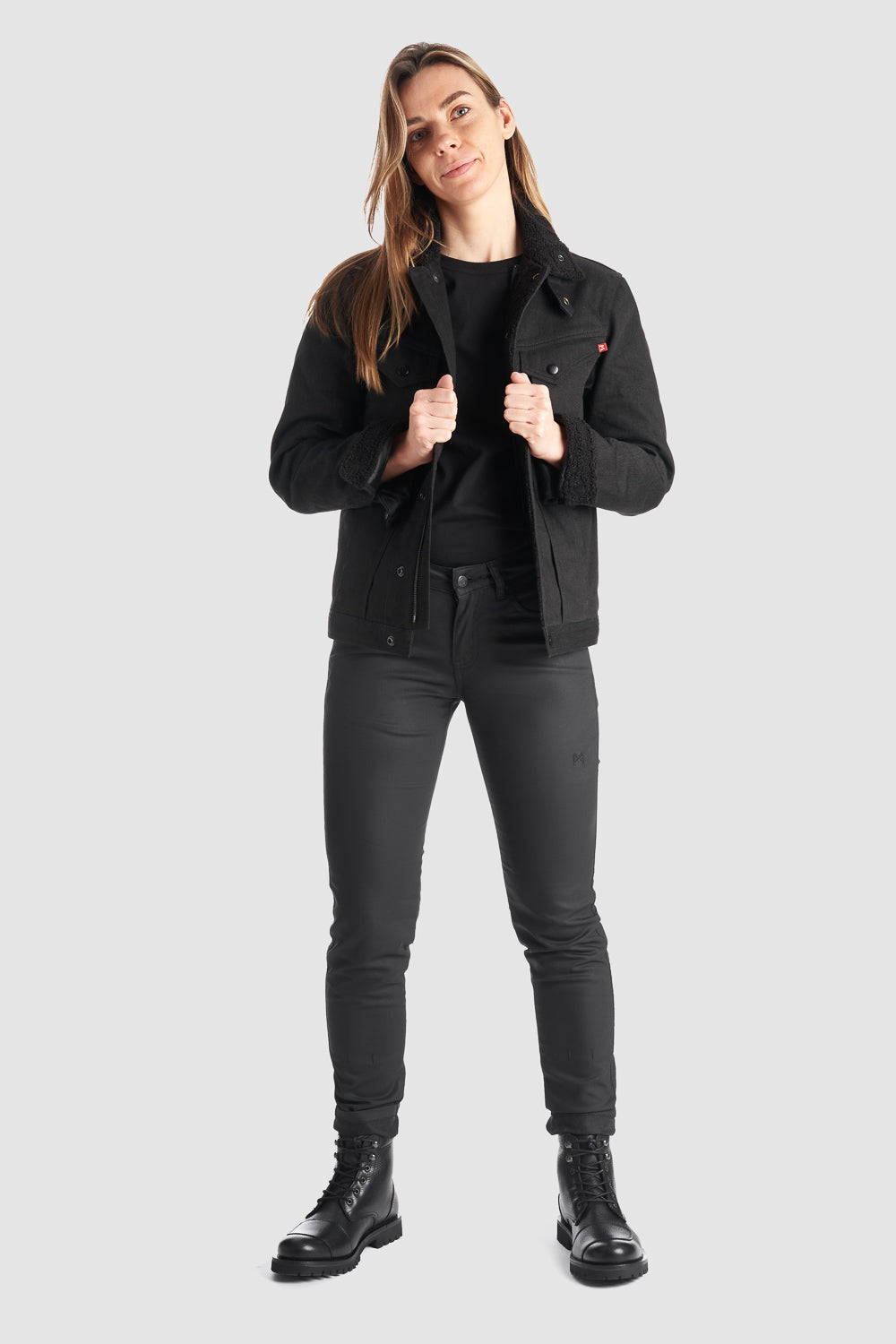 Pando Moto Lorica SLIM Women's Jeans, Length 30 - Black