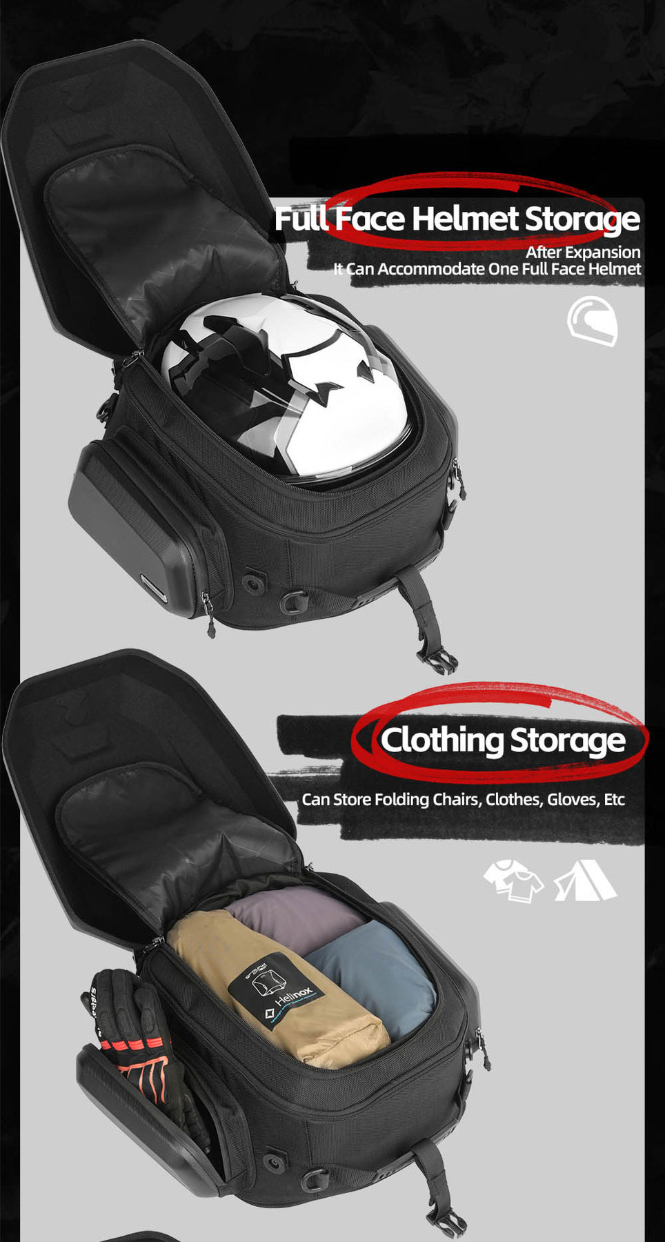 Rhinowalk - ABS Hard Shell Tail Bag - 23L ~ 35L (MFT2310BK)