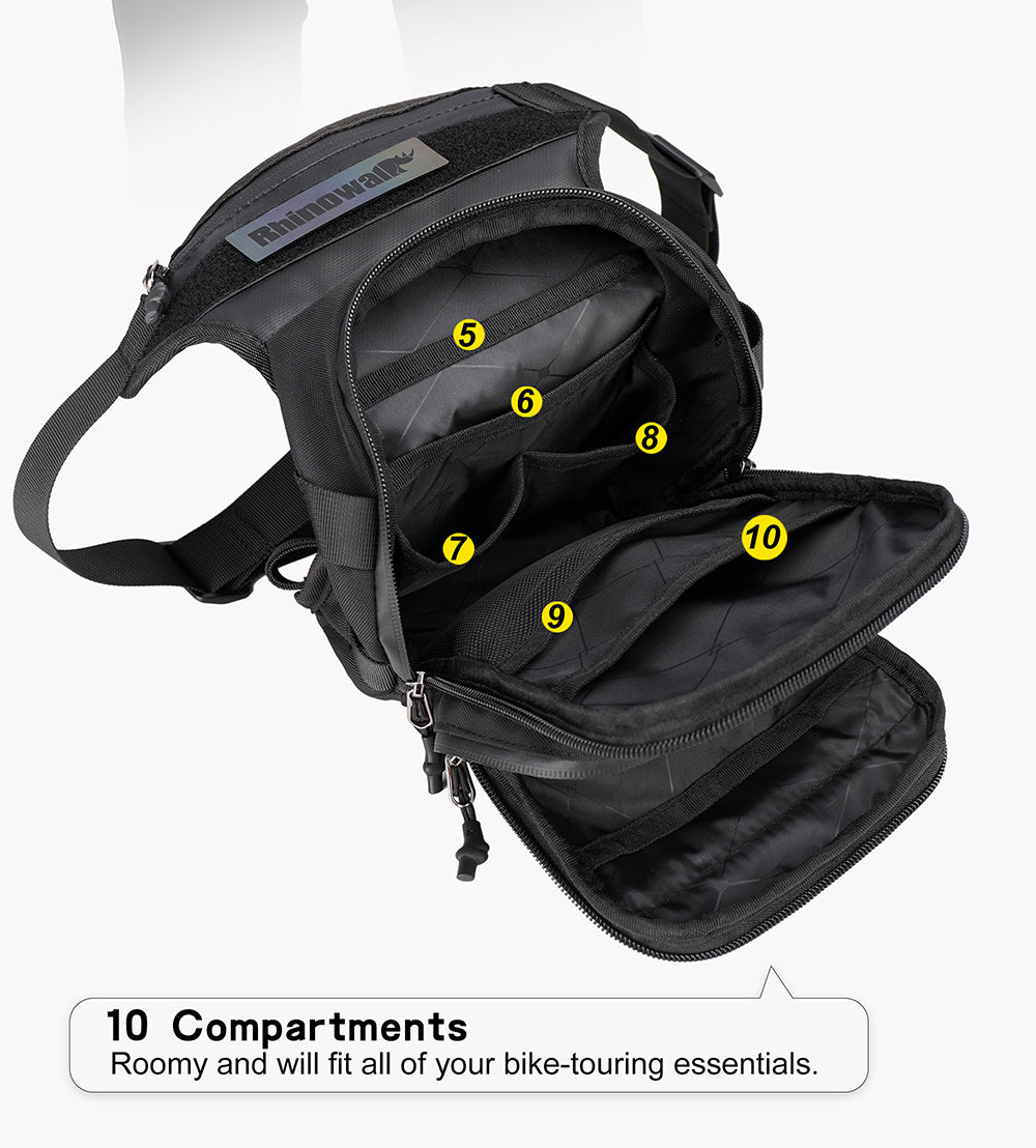 Rhinowalk - Motorcycle Tactical Drop Leg Bag - Black (MT102BK)