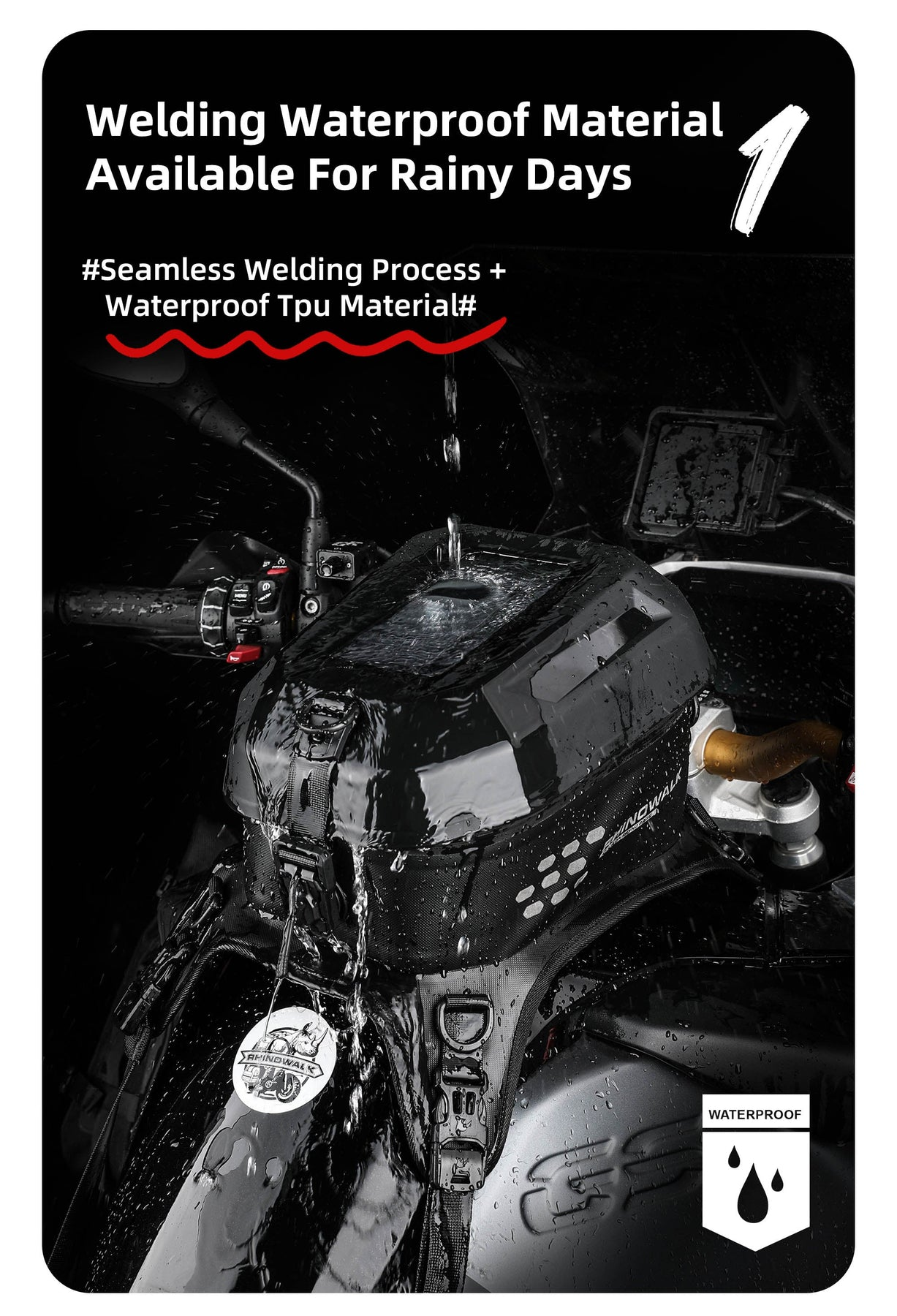 Rhinowalk - Waterproof Tank Bag - 5.6 L - Black (MTR2506BK)