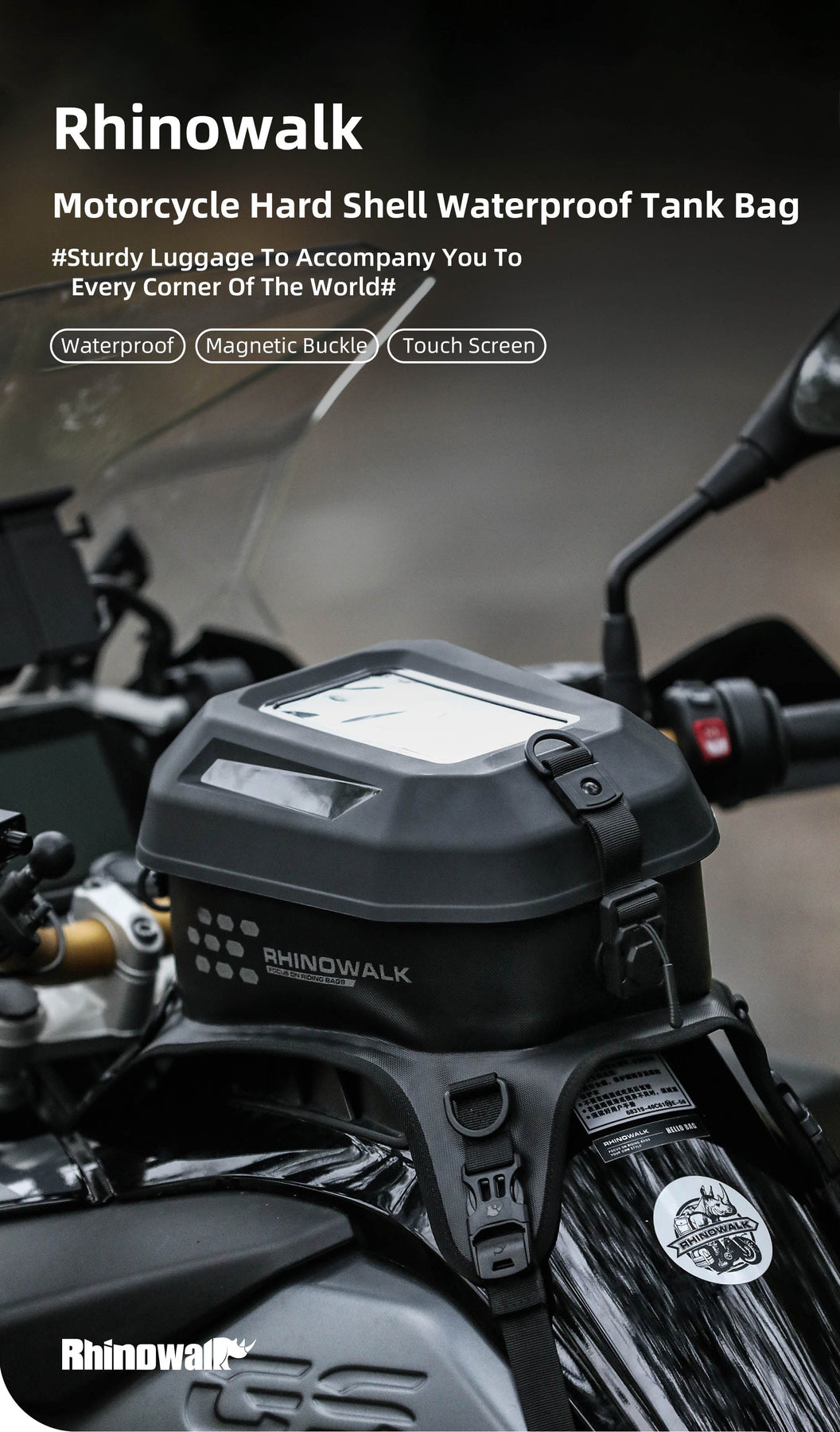Rhinowalk - Waterproof Tank Bag - 5.6 L - Black (MTR2506BK)