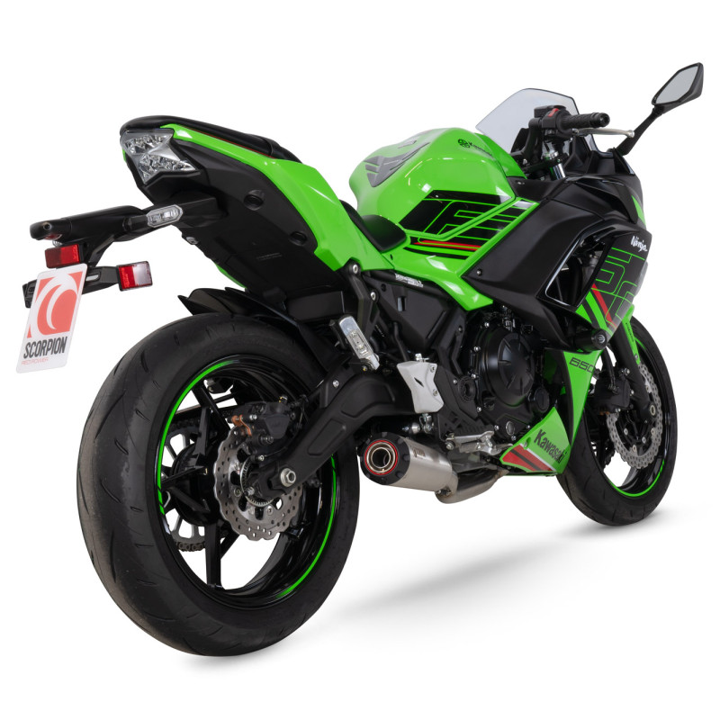 Scorpion Exhaust - Red Power Full System - Kawasaki Ninja 650 2023-2025 - Brushed Stainless