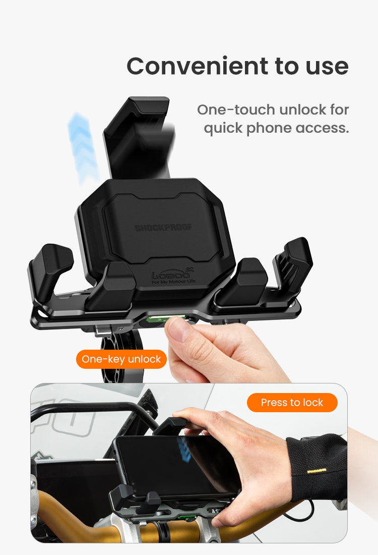 Loboo PH06 Phone Mount - Wireless Charging - Ø 13mm Tube Mount