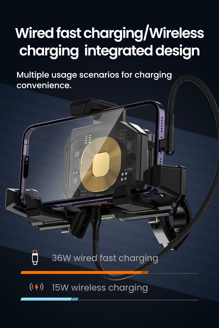 Loboo PH06 Phone Mount - Wireless Charging - Ø 13mm Tube Mount