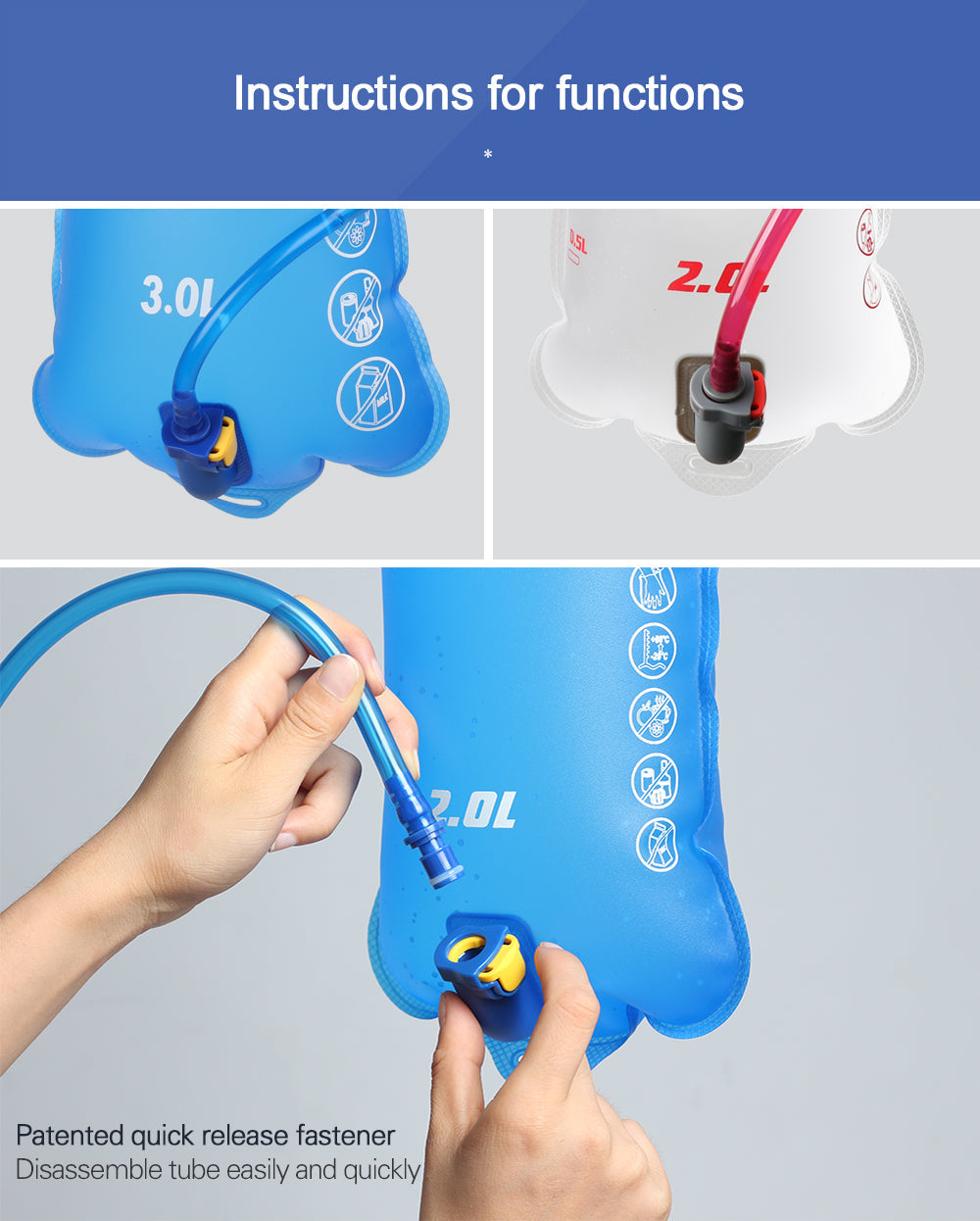 Rhinowalk - Hydration Water Bladder - 2L - Blue (RK18101BE)