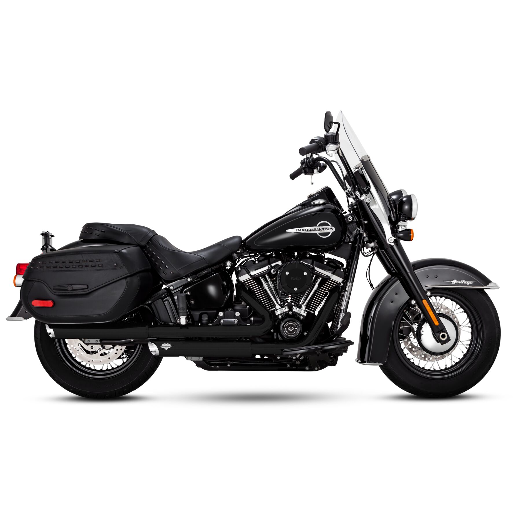 Vance & Hines PCX 3" Round Twin Slash Slip-On Mufflers For Harley Heritage / Deluxe 2018-2024 - Black