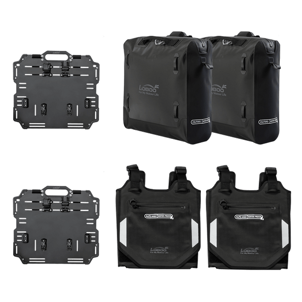Loboo Alps Inflatable Motorcycle Side Bags with Rack Plates (23L + 30L
