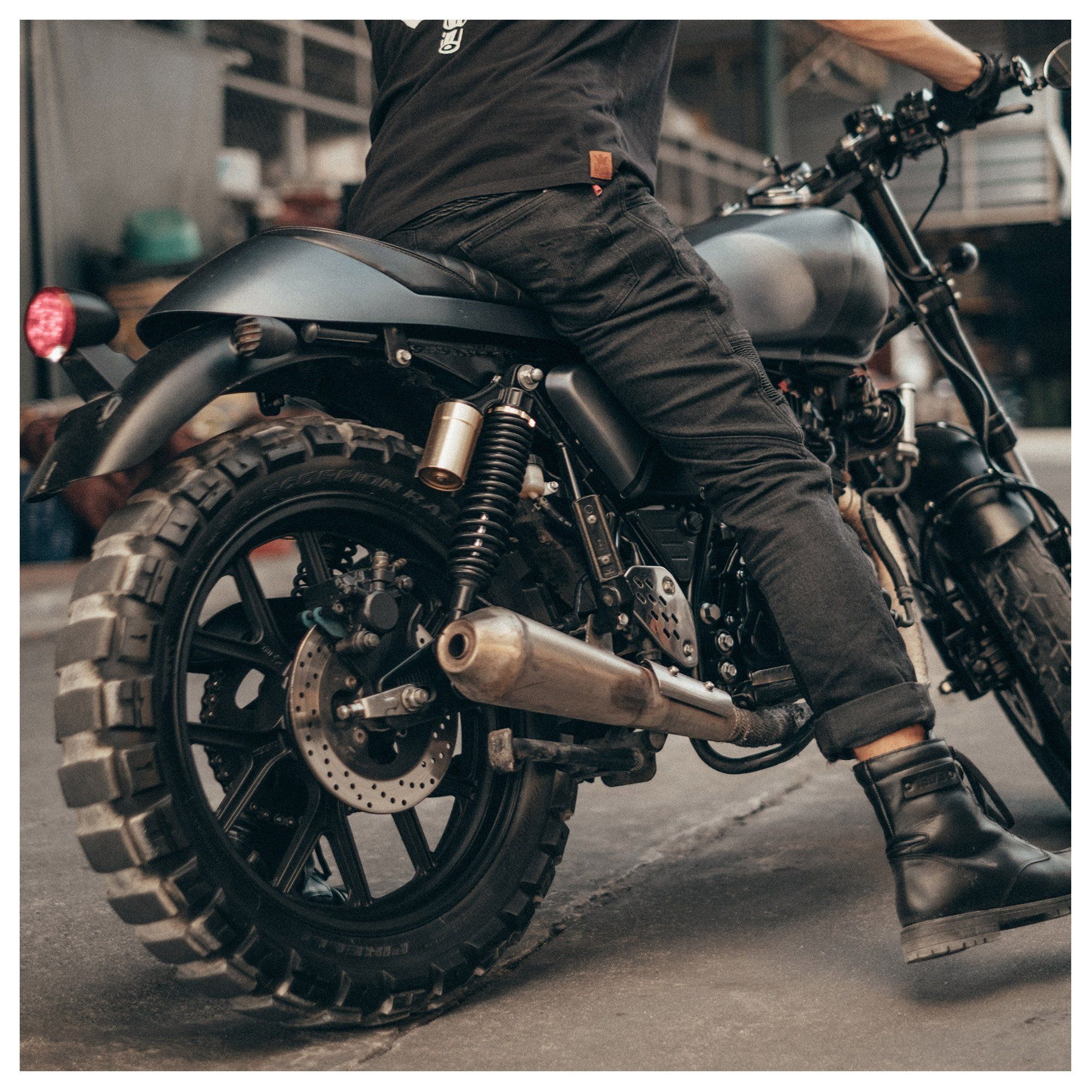 Pando Moto KarlDo SLIM Jeans, Length 30 - Black