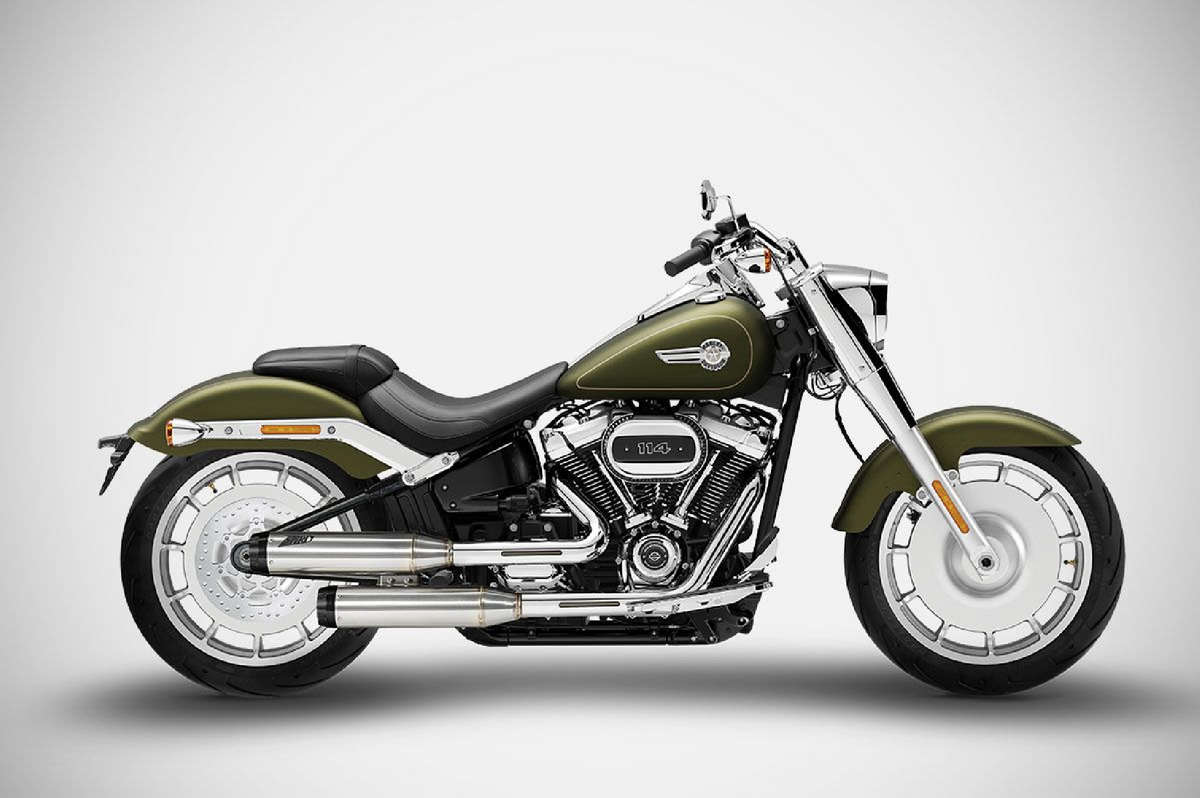 Zard Exhaust - Slip-Ons - OVERLAPPED - HD Softail Fatboy / Breakout (2017+) (Racing) - Stainless Steel - Polished