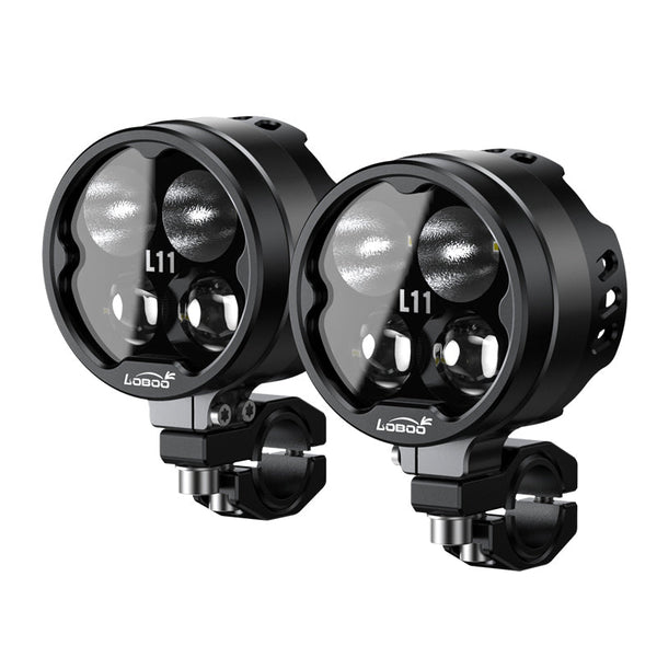 Loboo L11 Motorcycle Auxiliary Lights - Ø 85mm - Black