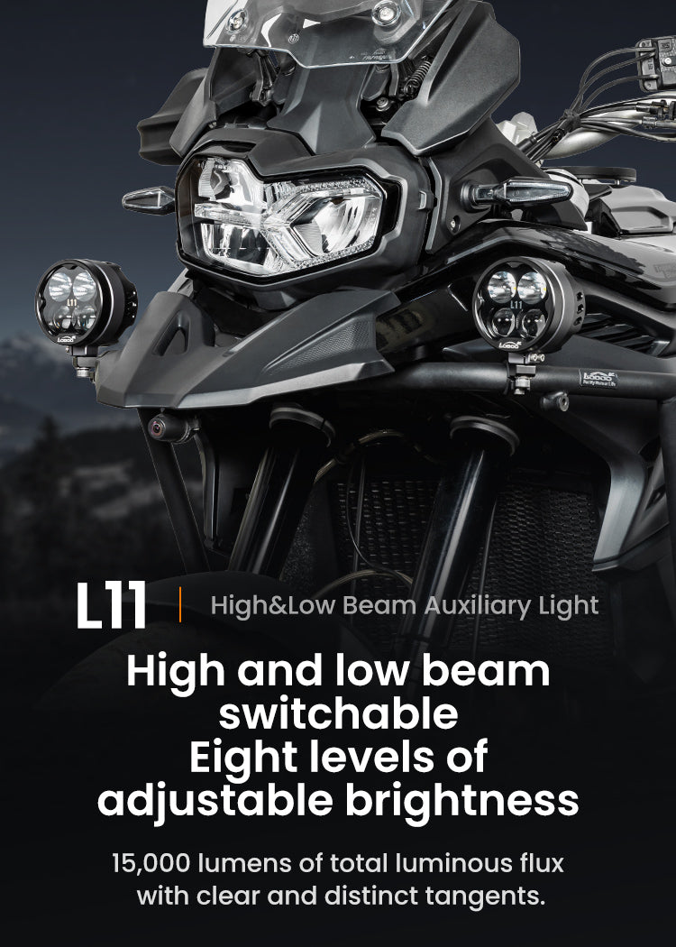 Loboo L11 Motorcycle Auxiliary Lights - Ø 85mm - Black
