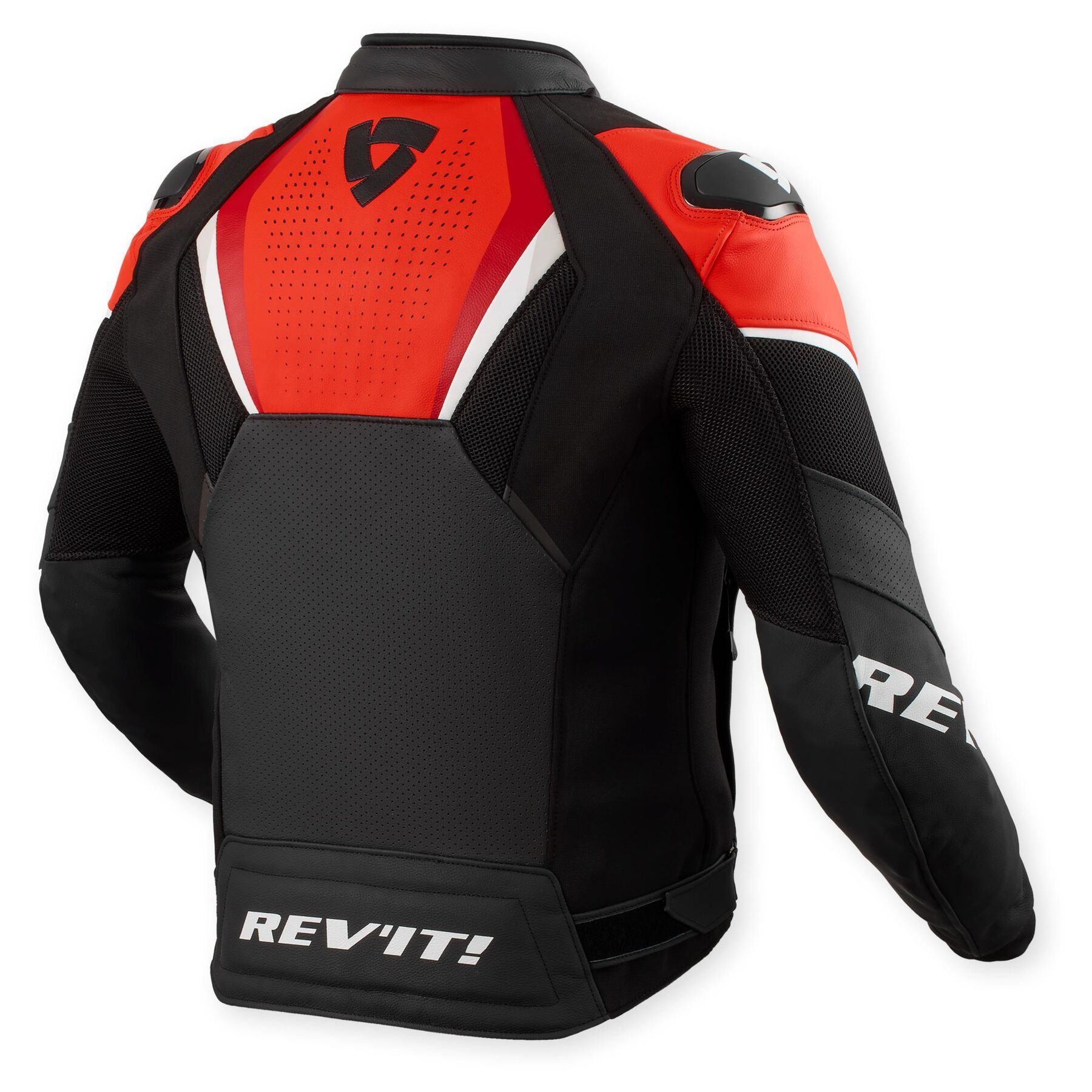 Rev'it! Leather Jacket - Automate - Black Neon Red