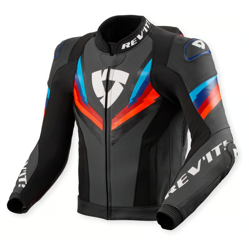 Rev'it! Leather Jacket - Quantum 3 Pro - Black Blue