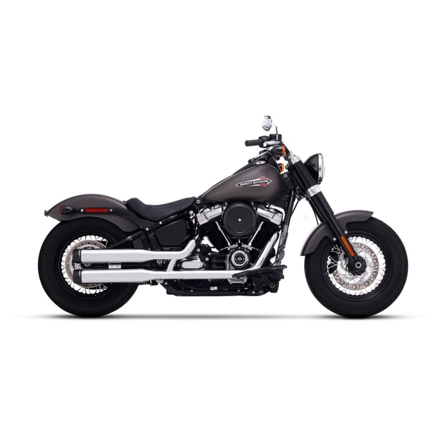 Rinehart Exhaust - Slip-On - 3 1/2" - HD Softail (2018-2024) - Chrome / Black End Caps - Motofever