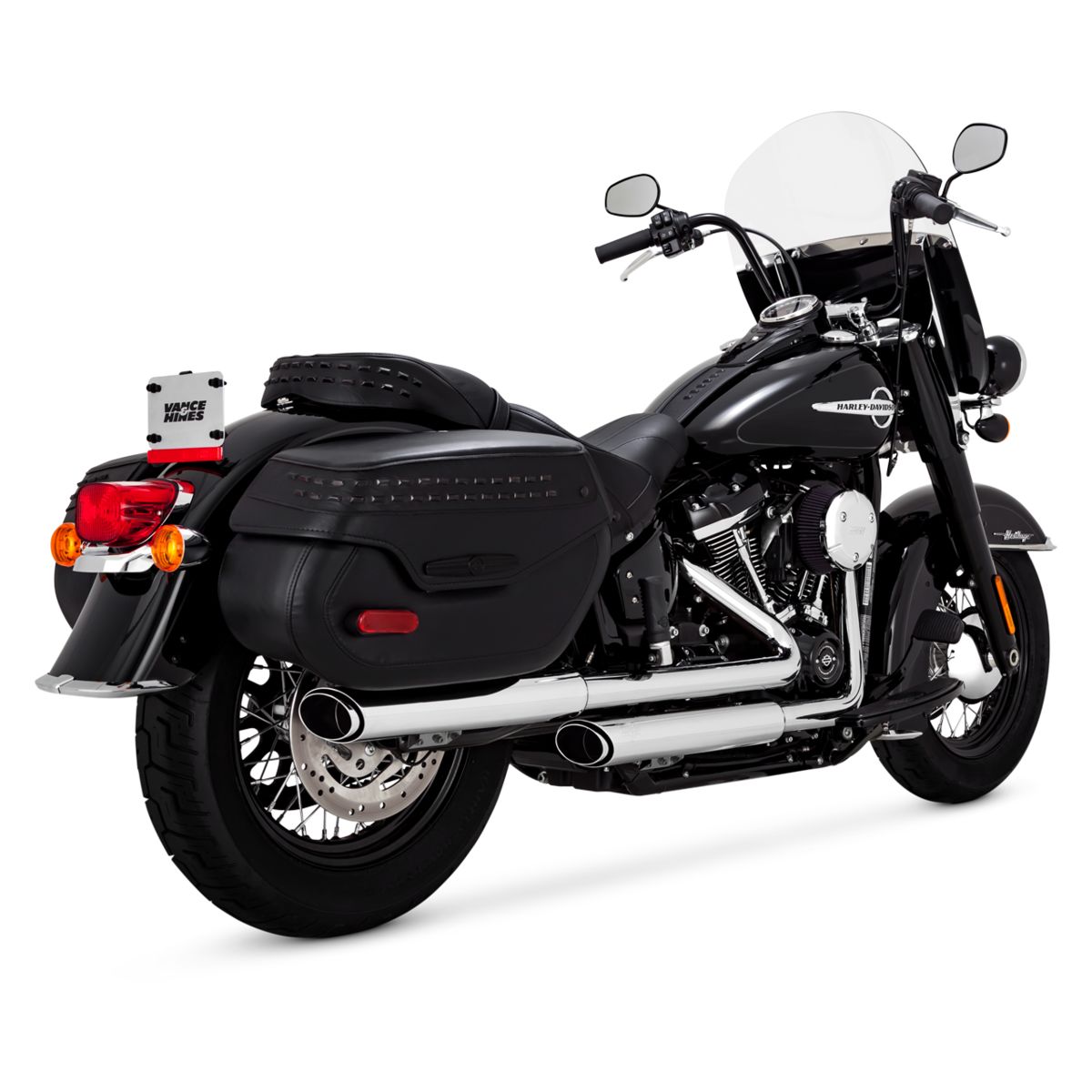 Vance & Hines PCX 3" Round Twin Slash Slip-On Mufflers For Harley Heritage / Deluxe 2018-2024