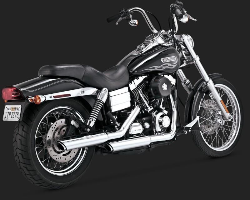 Vance & Hines 3" Round Twin Slash Slip-On Mufflers For Harley Dyna 1991-2017 - Motofever