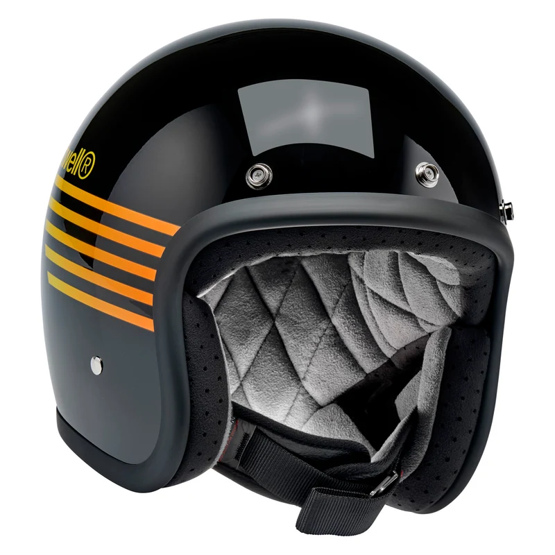 Biltwell Helmet - Bonanza - Lightspeed - Black Orange Yellow