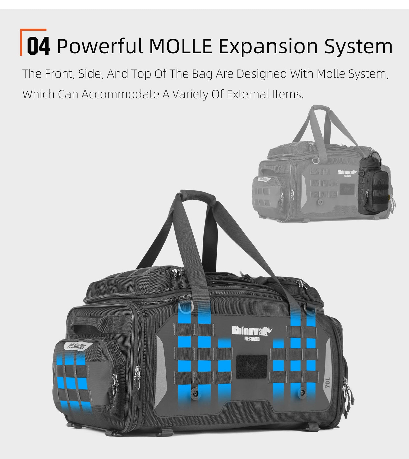 Rhinowalk - Waterproof Touring Seat Bag / Tail Bag - 50L ~ 70L (MJX2003BK)