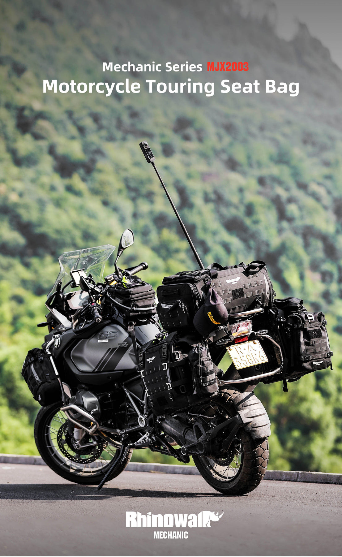 Rhinowalk - Waterproof Touring Seat Bag / Tail Bag - 50L ~ 70L (MJX2003BK)