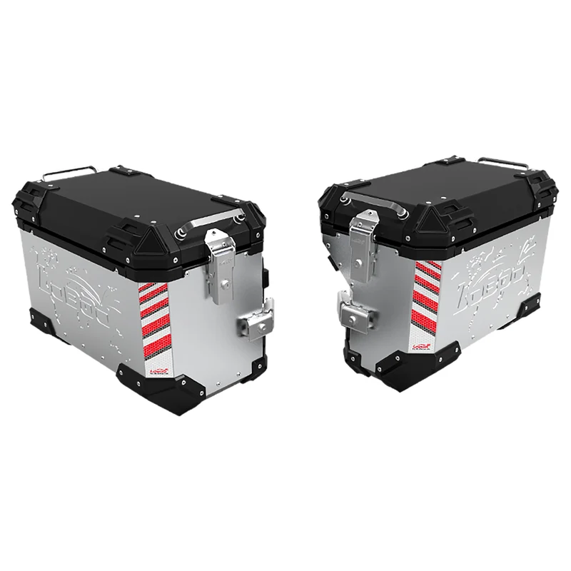 Loboo PIKE TRACKER Series Side Cases Pair - 45L Left + 38L Right - Silver