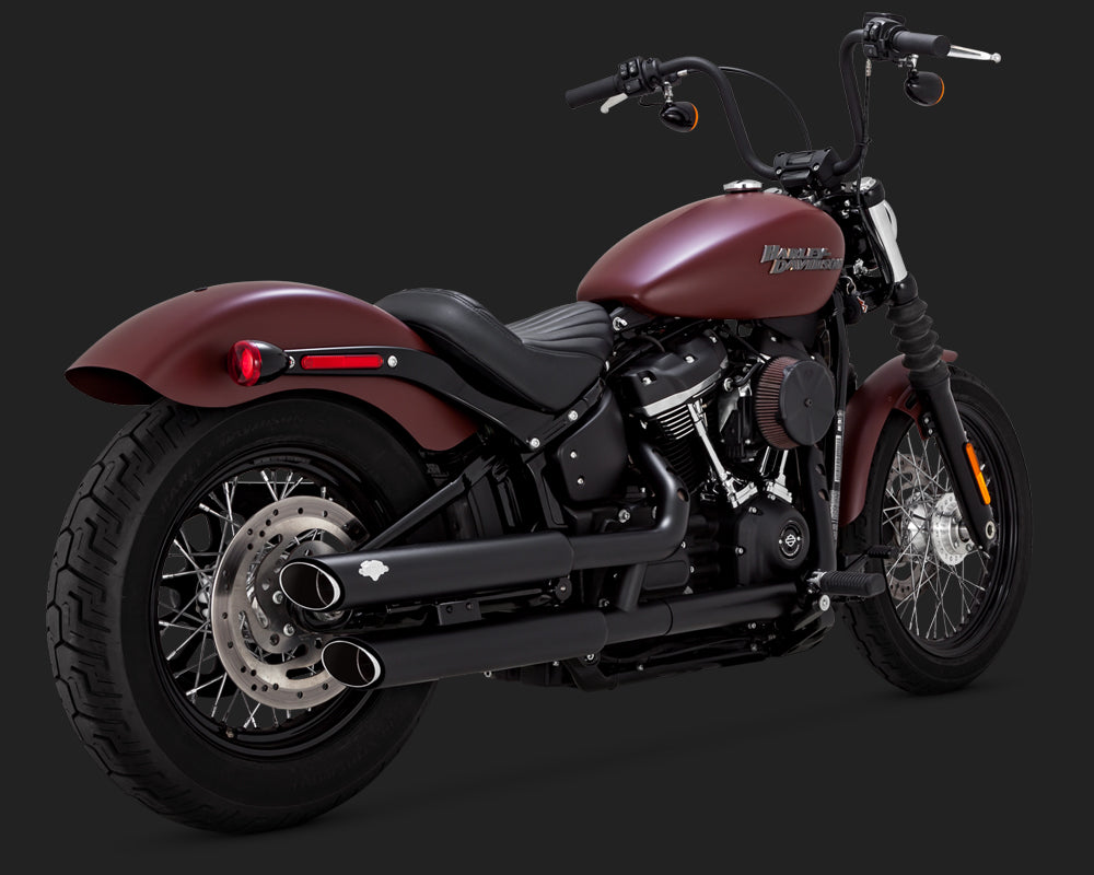 Vance & Hines PCX 3" Round Twin Slash Slip-On Mufflers For Harley Softail 2018-2023