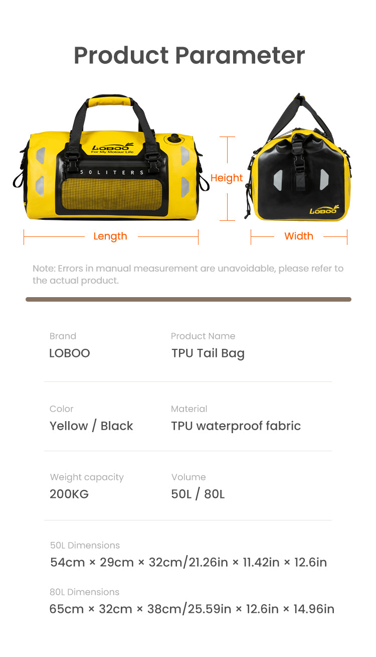 Loboo Waterproof TPU Tail Bag 80L - Black